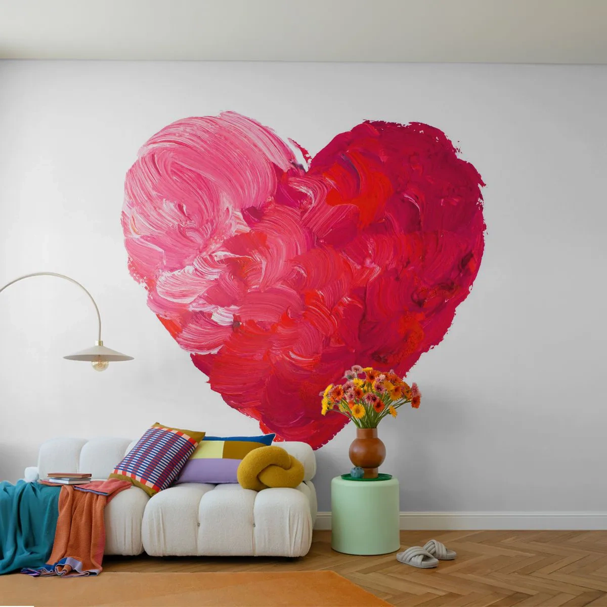 Papier Peint Photo Premium Canvas - All you need is love - Abstraction, Coeur rouge, Symbole d'amour - 250x175 cm
