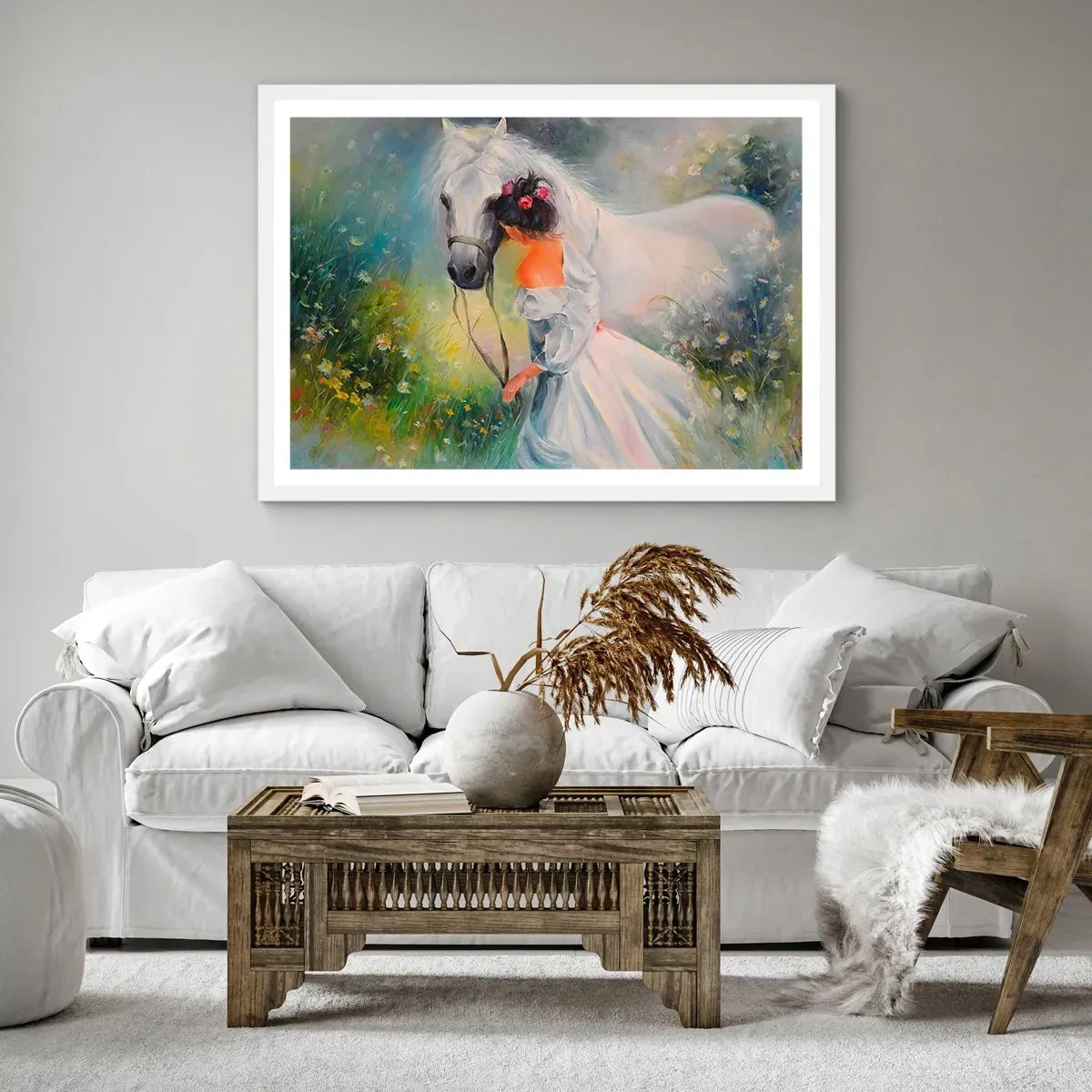 Affiche dans un cadre blanc - Poster - Comme dans un beau rêve - 70x50 cm