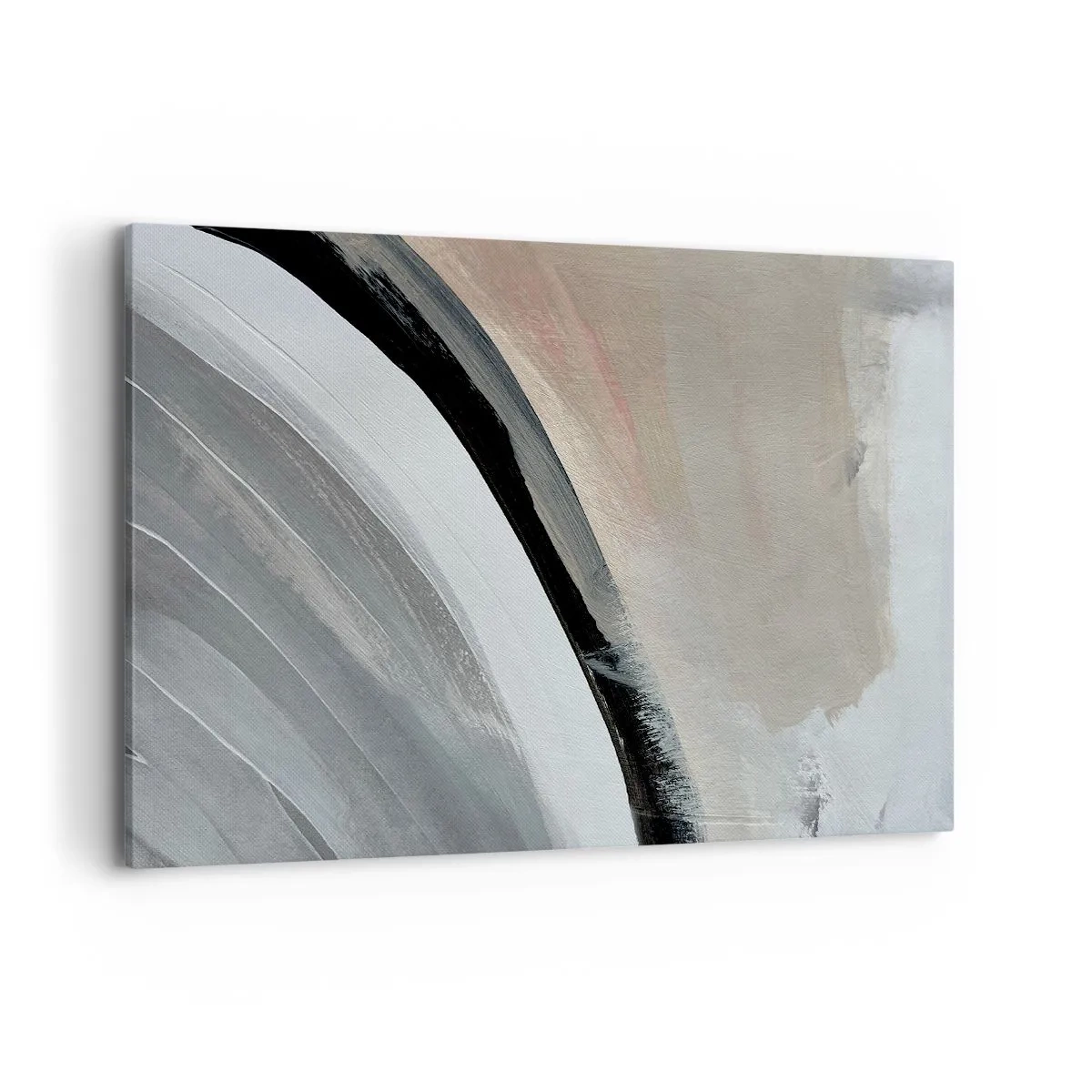 Impression sur toile - Image sur toile - Arche abstraite dans les tons de noir, gris et beige - 120x80cm - Composition : arc de noir et gris - Décoration murale moderne pour le salon et la chambre ARTTOR