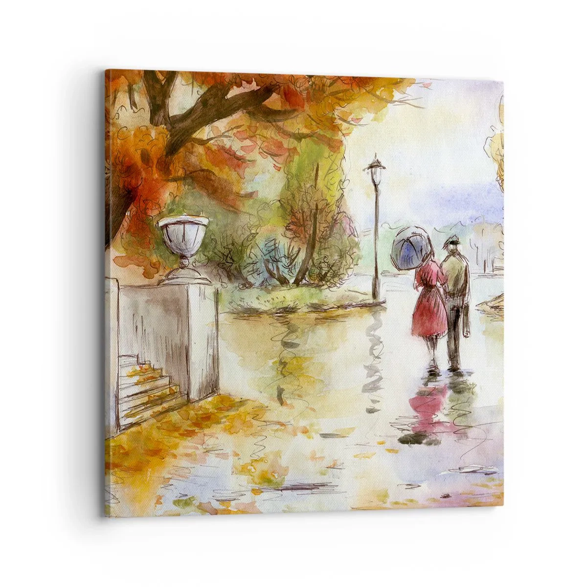 Impression sur toile - Image sur toile - Automne romantique dans le parc - 70x70 cm