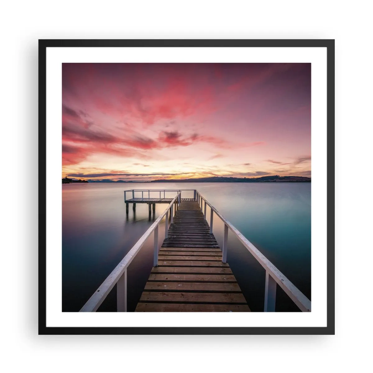 Affiche dans un cadre noir - Poster - La douce flamme du soir - 60x60 cm