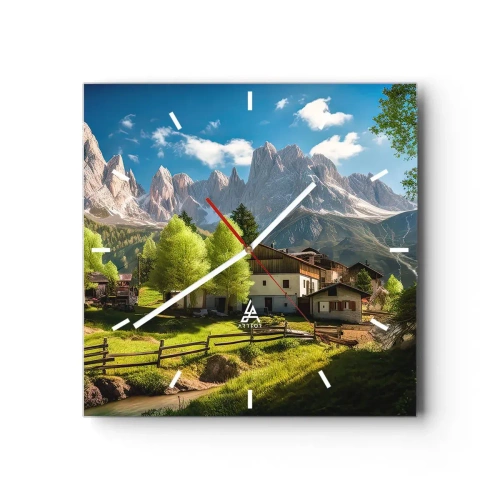Horloge murale - Pendule murale - Idylle alpine - 40x40 cm