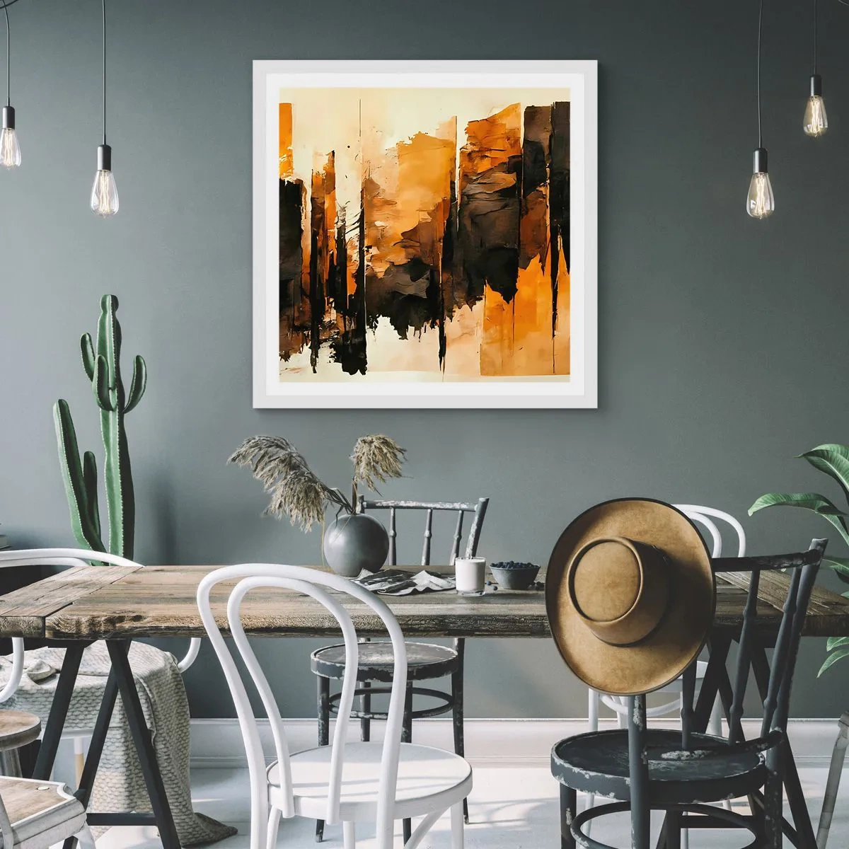 Affiche dans un cadre blanc - Poster - Harmonie de noir et d'or - 30x30 cm