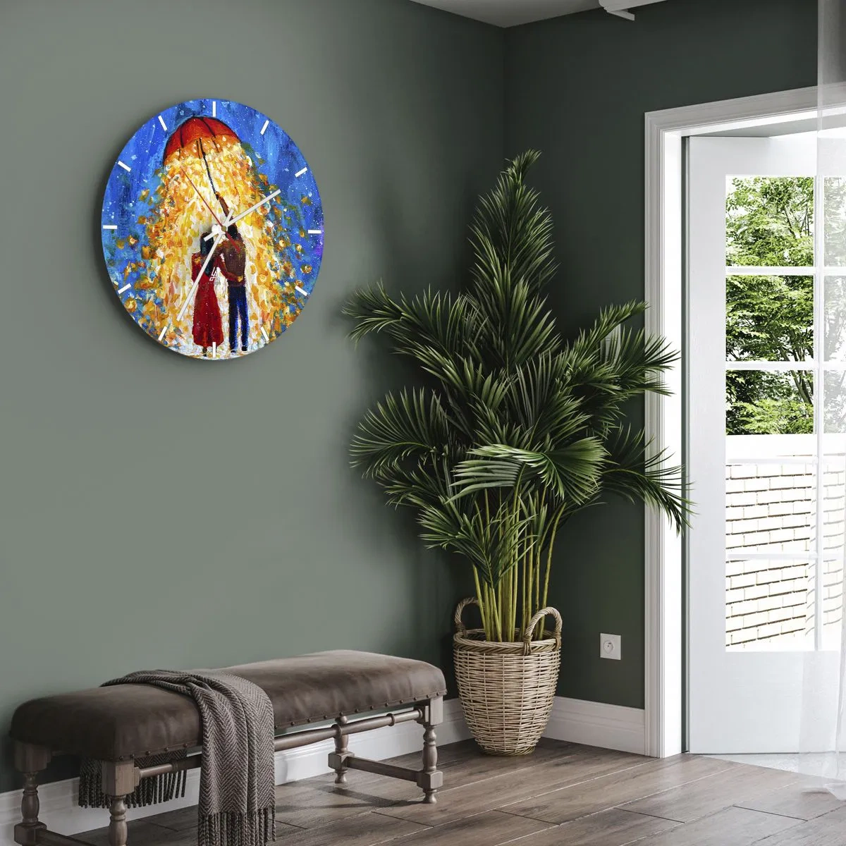 Horloge murale - Pendule murale - La magie d'une soirée pluvieuse ? - 40x40 cm