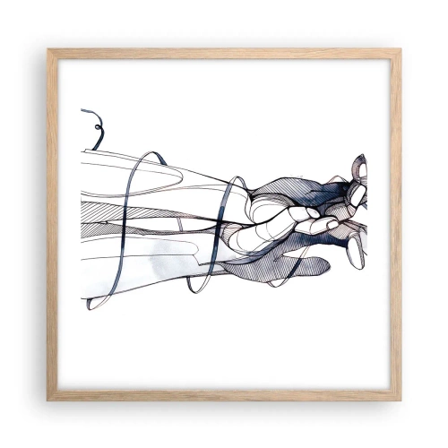 Affiche dans un chêne clair - Poster - Étude du touché - 50x50 cm