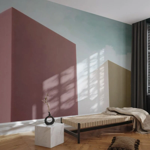 Papier peint sur mesure Autocollant Deluxe - La géométrie d'un été ensoleillé - Bâtiments, Architecture, Tridimensionnel
