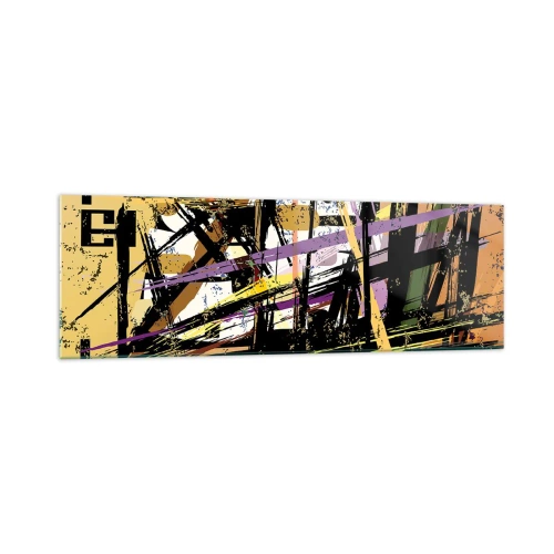 Impression sur verre - Image sur verre - Lignes et formes abstraites sur fond beige - 160x50cm - Une coupe nette - Décoration murale moderne pour le salon et la chambre ARTTOR
