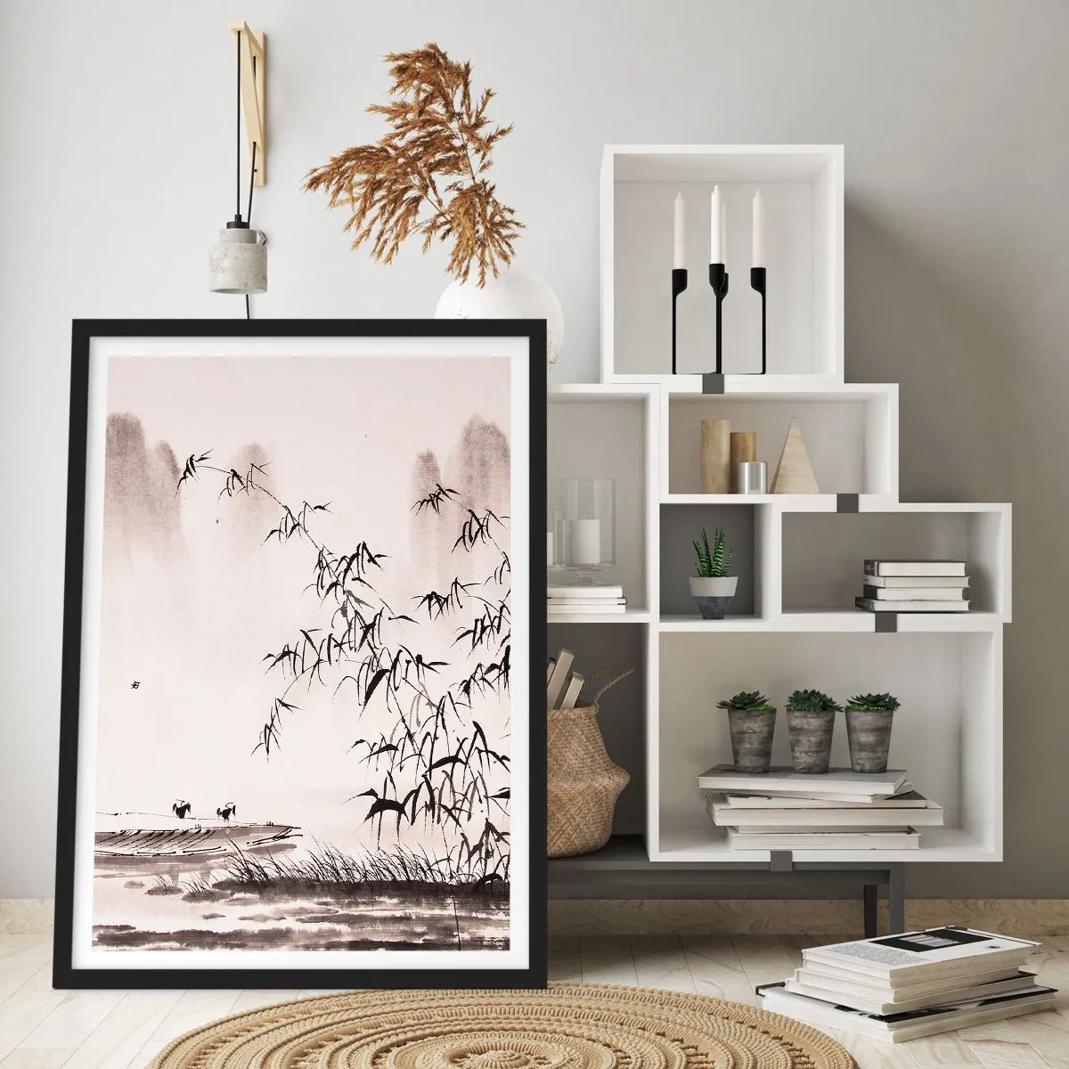 Affiche dans un cadre noir - Poster - Le silence des rizières - 70x100 cm