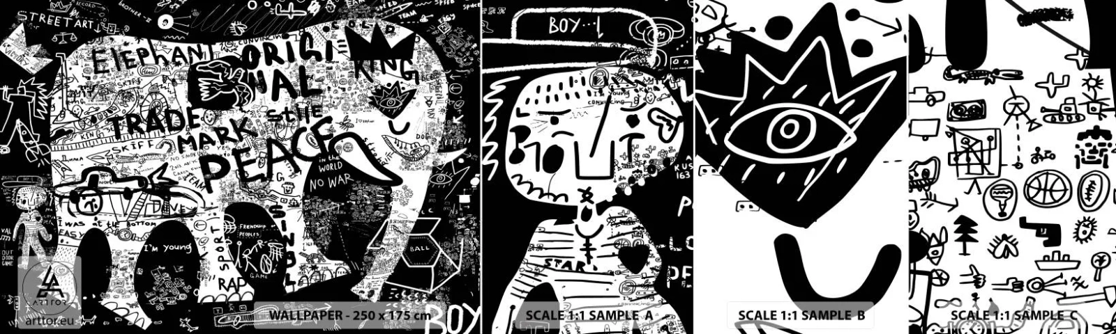 Échantillon De Papier Peint Standard Eco - La richesse des rues - Graffiti, Morceau, Graphique - 100x30 cm