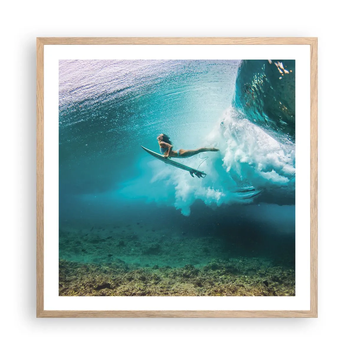 Affiche dans un chêne clair - Poster - Monde sous marin - 60x60 cm