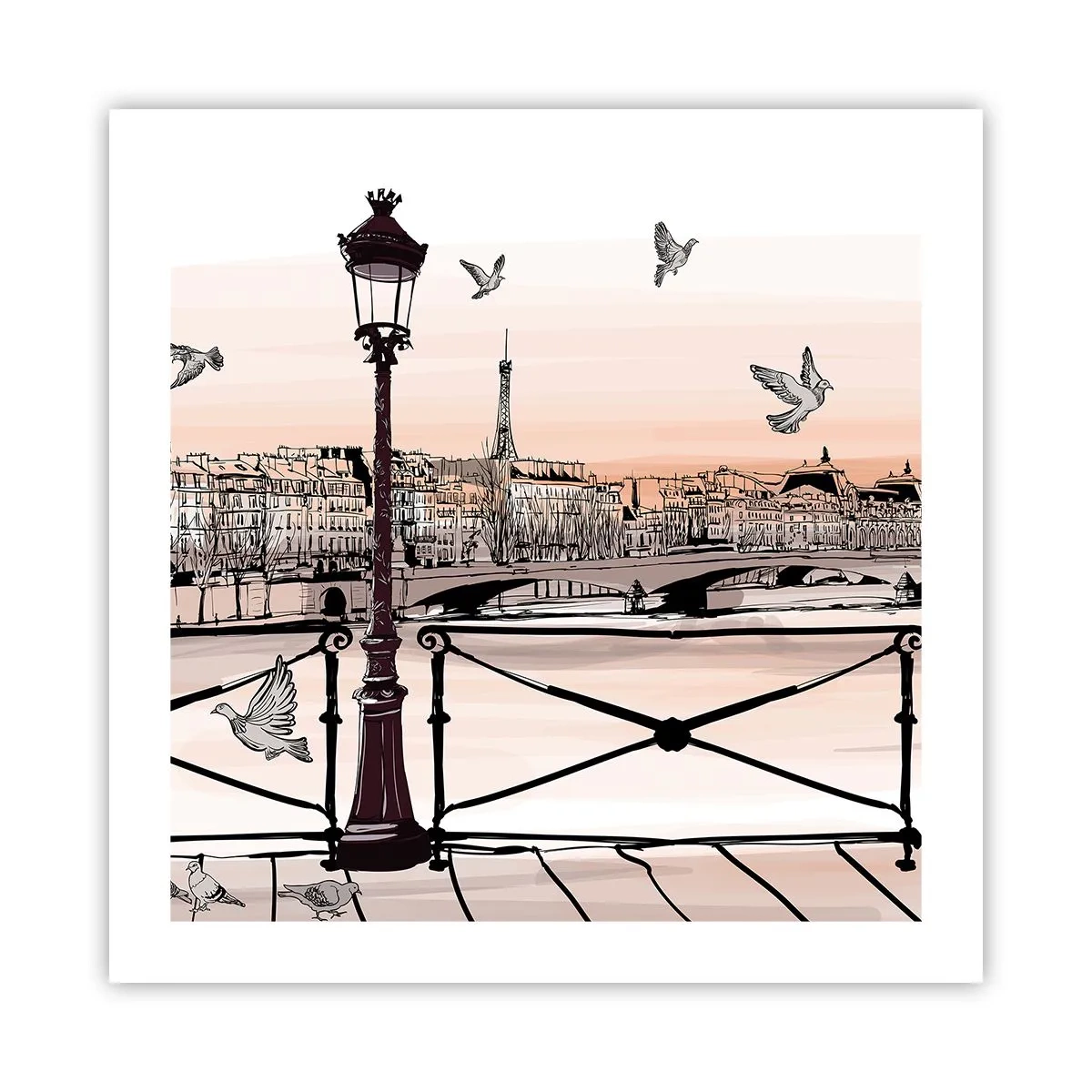 Affiche - Poster - Sur les toits de Paris - 50x50 cm