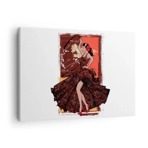 Impression sur toile - Image sur toile - Une danseuse en robe rouge et noire sur fond artistique - 70x50cm - Au rythme du cœur - Décoration murale moderne pour le salon et la chambre ARTTOR