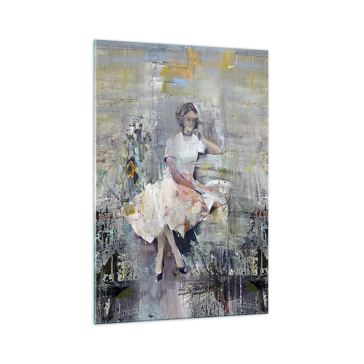 Impression sur verre - Image sur verre - Portrait artistique d'une femme aux couleurs pastel - 70x100cm - Classique et moderne - Décoration murale moderne pour le salon et la chambre ARTTOR
