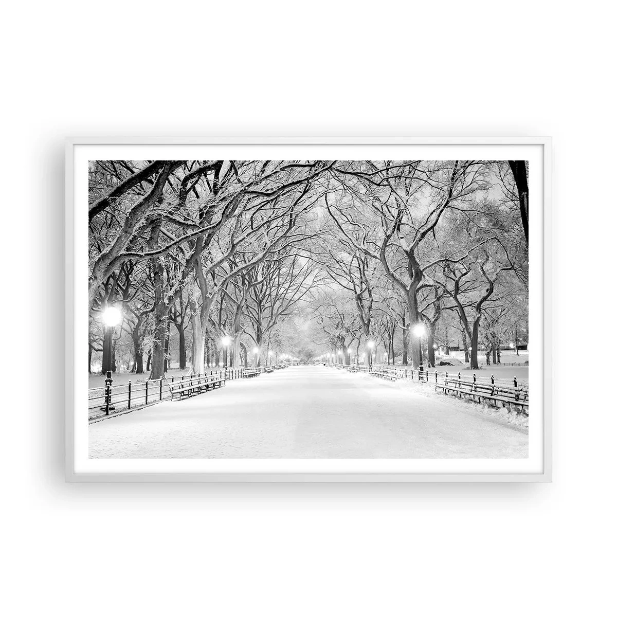 Affiche dans un cadre blanc - Poster - Les quatres saisons – l’hiver - 100x70 cm