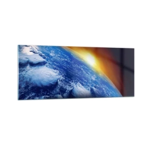 Impression sur verre - Image sur verre - Lever de soleil sur la planète bleue - 100x40 cm