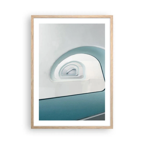 Affiche dans un chêne clair - Poster - Au profondeur du bleu - 50x70 cm