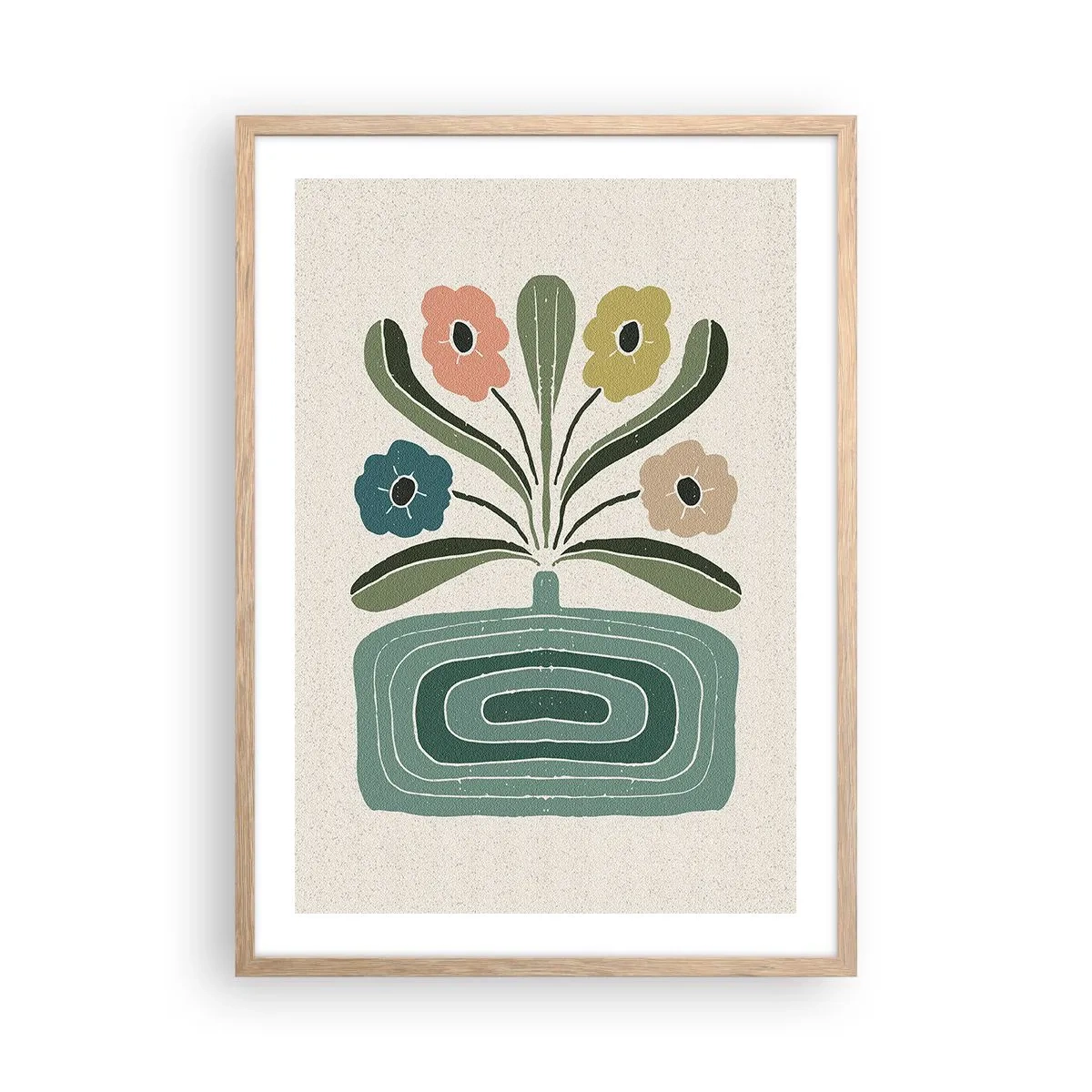 Affiche dans un chêne clair - Poster - Bouquet symétrique - 50x70 cm