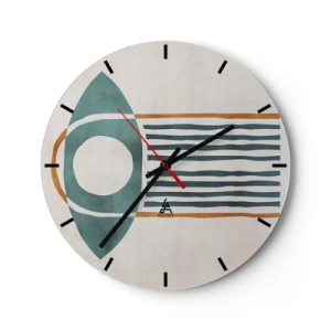 Horloge murale - Pendule murale - Motif ethnique géométrique avec des lignes et des cercles - 30x30cm - Signes et rituels - Décoration murale moderne pour le salon, la cuisine et la chambre ARTTOR