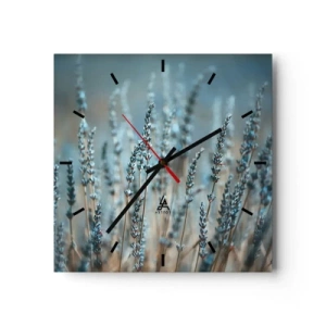 Horloge murale - Pendule murale - Lavande dans les champs dans des tons pastel subtils - 30x30cm - Tige odorante - Décoration murale moderne pour le salon et la chambre ARTTOR