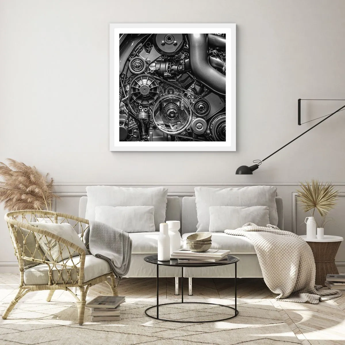 Affiche dans un cadre blanc - Poster - Poésie mécanique - 60x60 cm