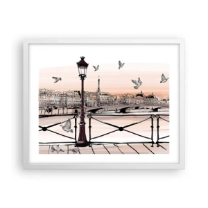 Affiche dans un cadre blanc - Poster - Sur les toits de Paris - 50x40 cm