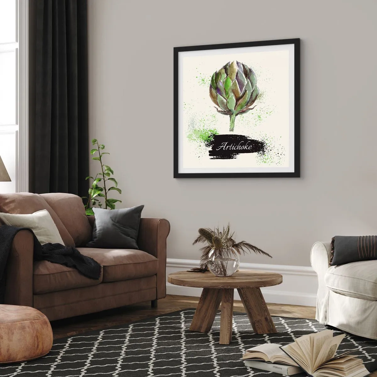 Affiche dans un cadre noir - Poster - Vive les légumes! - 40x40 cm