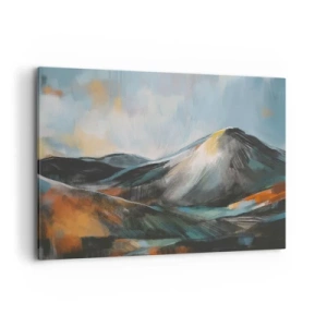 Impression sur toile - Image sur toile - Paysage de montagne abstrait aux tons chauds - 120x80cm - Brut et beau - Décoration murale moderne pour le salon et la chambre ARTTOR