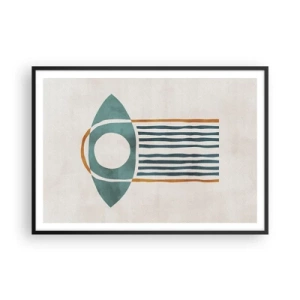 Affiche dans un cadre noir - Poster - Motif géométrique dans les tons de vert et d'orange - 100x70cm - Signes et rituels - Décoration murale moderne pour le salon et la chambre ARTTOR