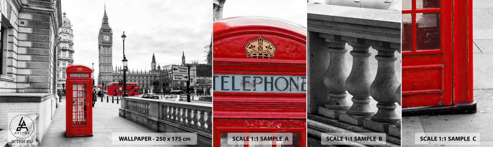 Échantillon de Papier Peint Autocollant Deluxe Sticker - Sans aucun doute Londres - Ville, Londres, Architecture - 100x30 cm