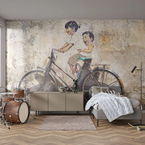 Papier peint sur mesure Autocollant Deluxe - Vrai ou faux? - Abstraction, Mural, Vélo