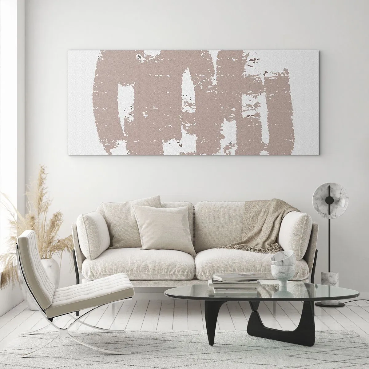 Impression sur verre - Image sur verre - Abstraction en rose tendre - 100x40 cm