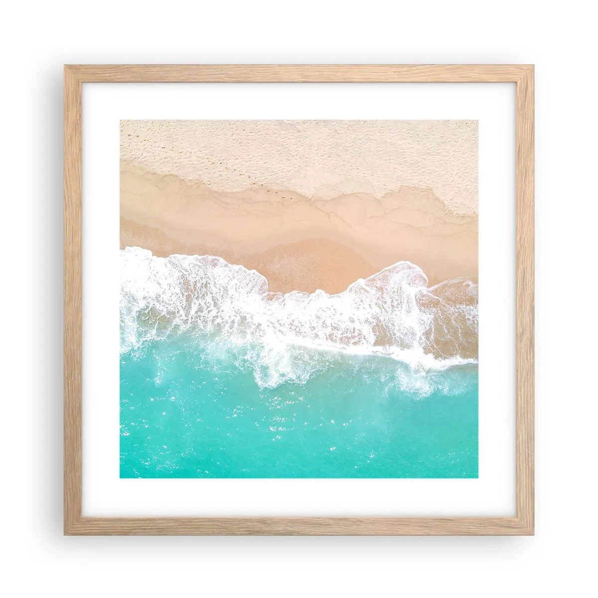 Affiche dans un chêne clair - Poster - Caresse de l'océan - 40x40 cm