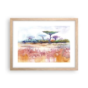 Affiche dans un chêne clair - Poster - Couleurs de savane - 40x30 cm