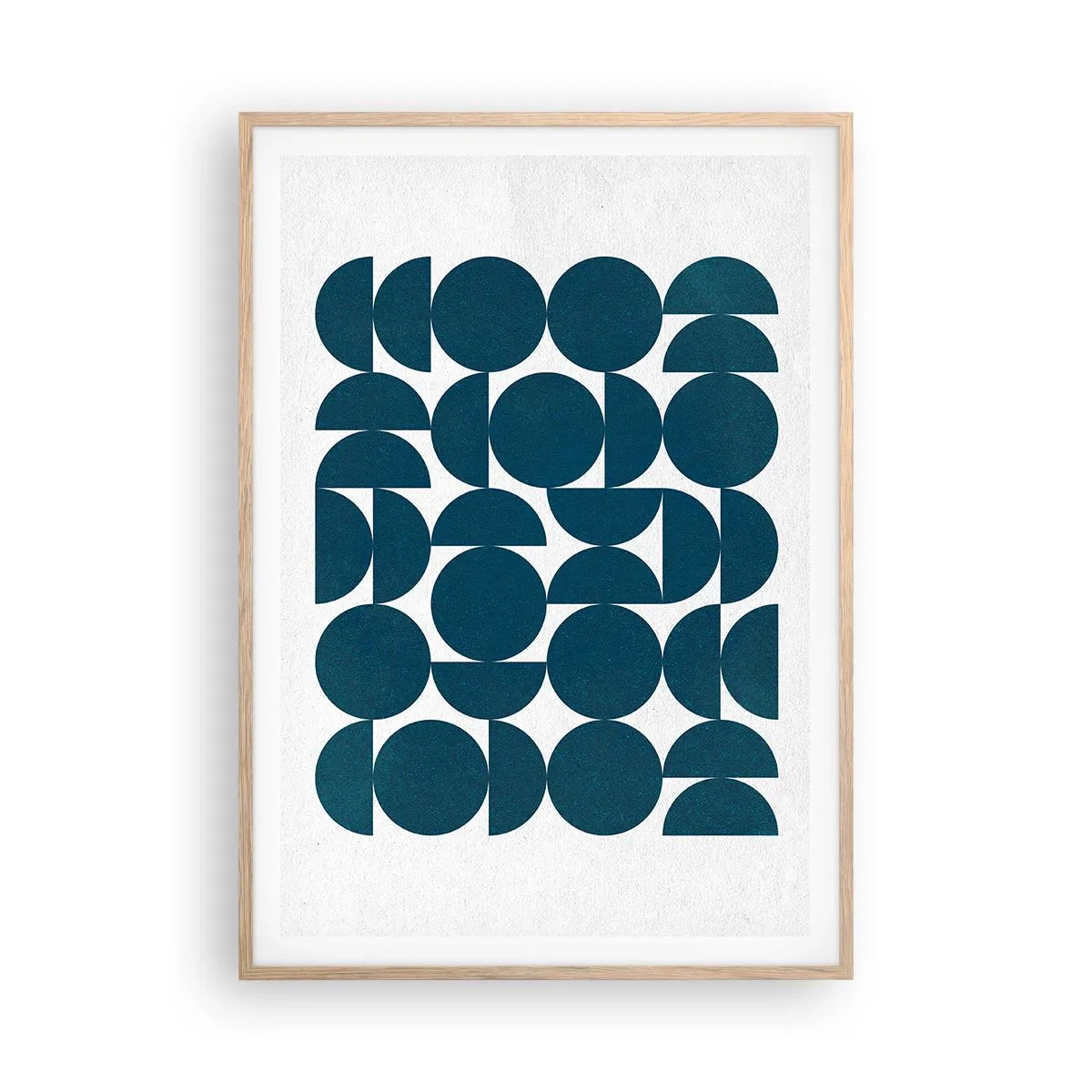 Affiche dans un chêne clair - Poster - Cercles et demi-cercles - 70x100 cm