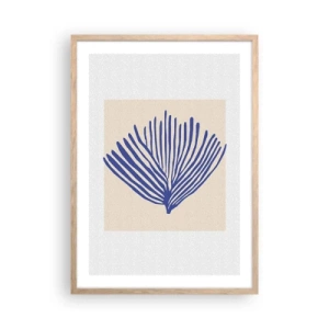 Affiche dans un chêne clair - Poster - Éventail bleu - 50x70 cm