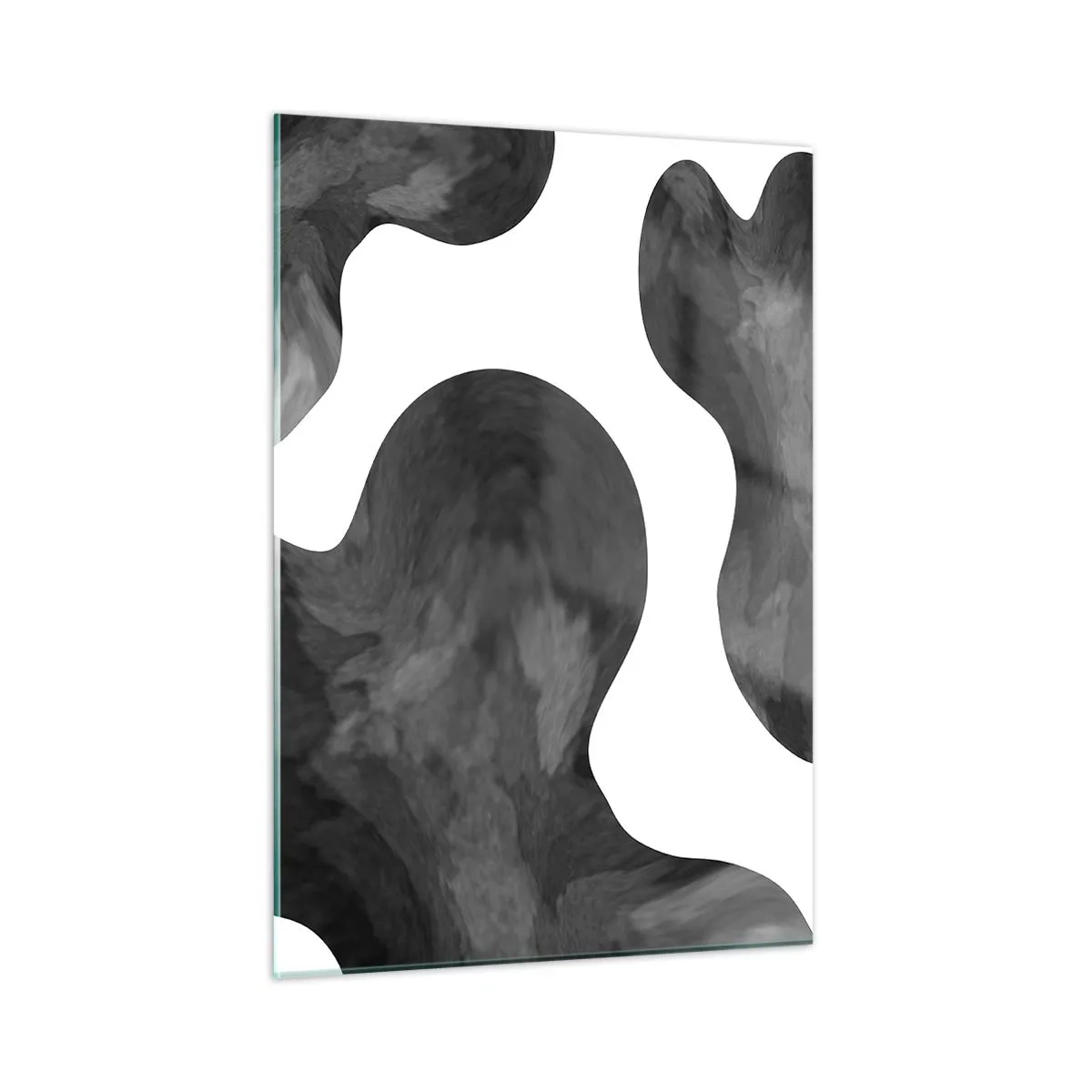 Impression sur verre - Image sur verre - Formes abstraites dans des tons noir et blanc - 50x70cm - La route du lait - Décoration murale moderne pour le salon et la chambre ARTTOR