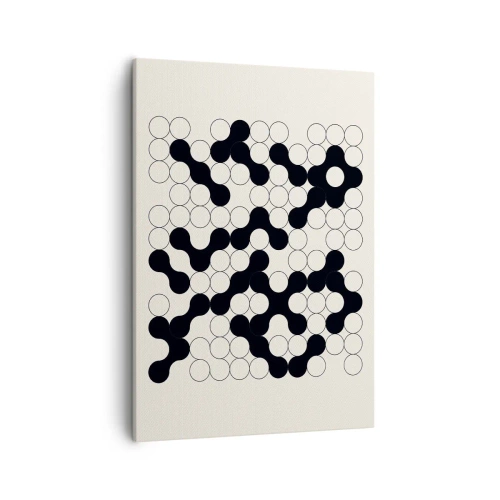 Impression sur toile - Image sur toile - Motifs noirs et blancs avec des cercles sur fond clair - 50x70cm - Jeu chinois – variation - Décoration murale moderne pour le salon et la chambre ARTTOR