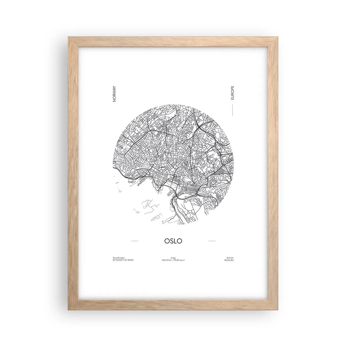 Affiche dans un chêne clair - Poster - Anatomie d’Oslo - 30x40 cm
