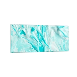 Impression sur verre - Image sur verre - Un motif abstrait dans des tons pastel de bleu et de blanc. - 120x50cm - Ensemble pour toujours - Décoration murale moderne pour le salon et la chambre ARTTOR