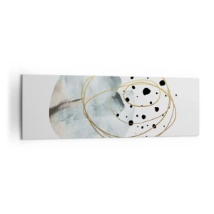 Impression sur toile - Image sur toile - Abstraction minimaliste avec un motif géométrique et des lignes dorées - 160x50cm - Emmêlement de l'espace - Décoration murale moderne pour le salon et la chambre ARTTOR