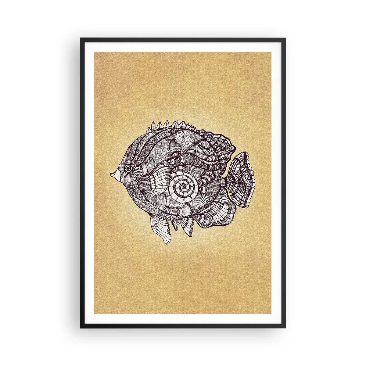 Affiche dans un cadre noir - Poster - D'un océan d'ornements - 70x100 cm