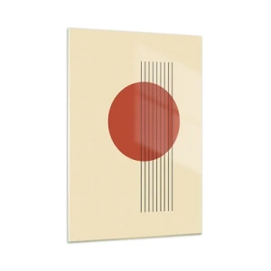 Impression sur verre - Image sur verre - Graphique minimaliste avec cercle et lignes rouges - 50x70cm - Aux alentours et plus loin - Décoration murale moderne pour le salon et la chambre ARTTOR
