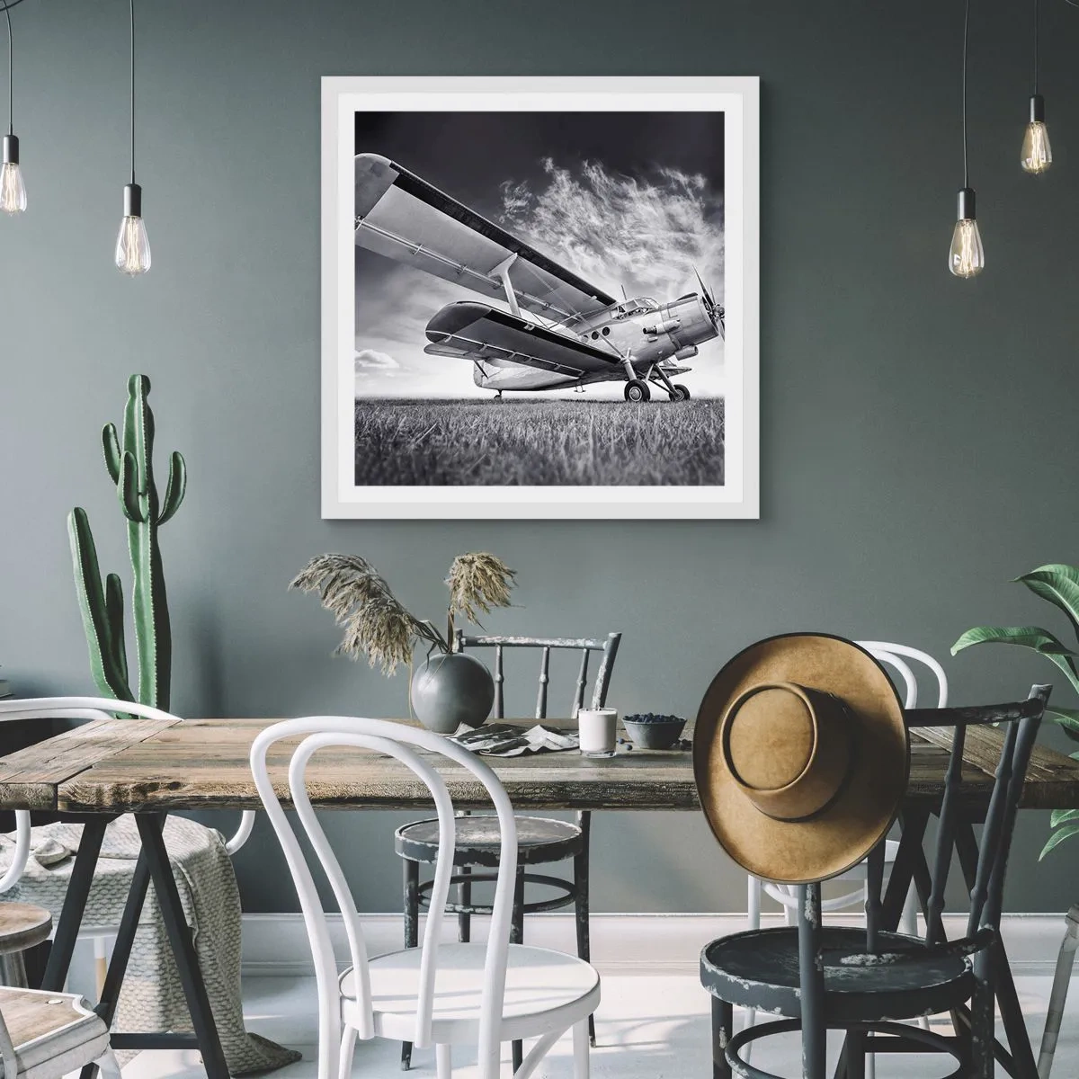 Affiche dans un cadre blanc - Poster - Le pèlerin ailé - 40x40 cm