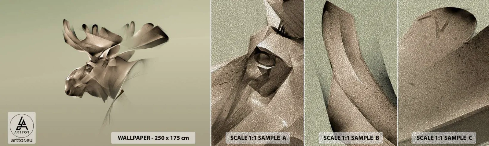 Échantillon de Papier Peint Premium Sand - La douce force de la paix - Élan, Abstraction, Morceau - 100x30 cm