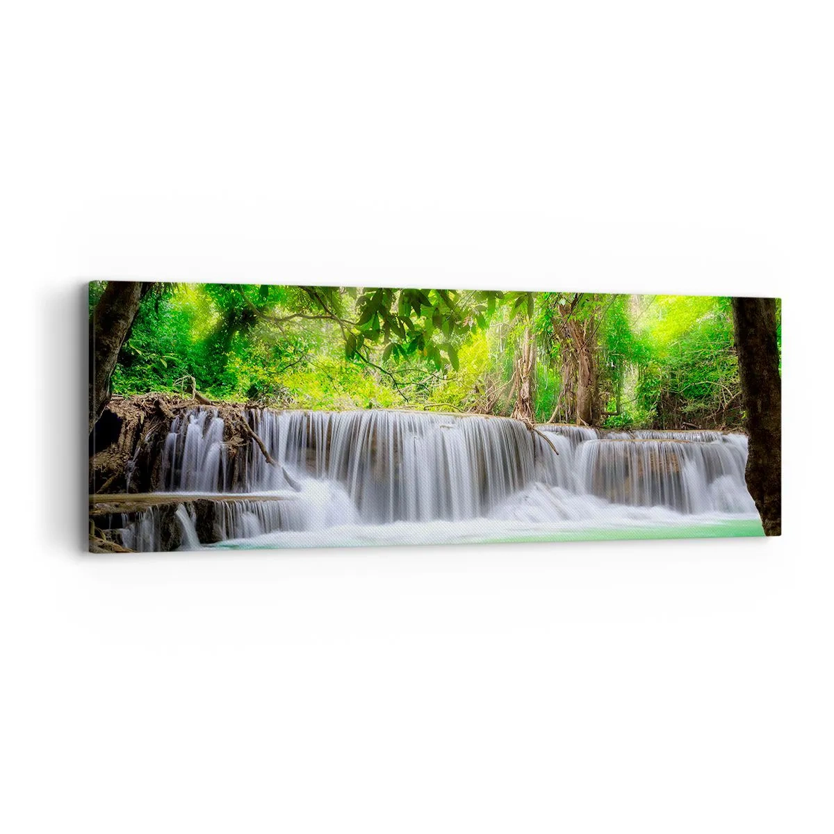 Impression sur toile - Image sur toile - Une cascade de vert - 90x30 cm