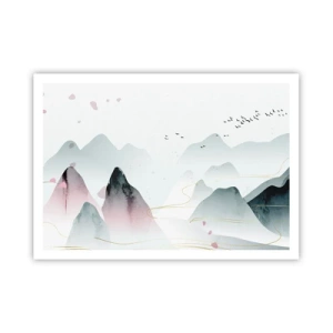 Affiche - Poster - Montagnes abstraites aux tons pastel - 100x70cm - Au-delà des sommets - Décoration murale moderne pour le salon et la chambre ARTTOR