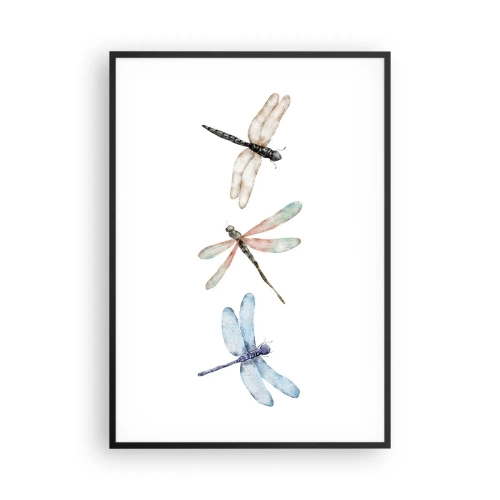 Affiche dans un cadre noir - Poster - Libellules en apesanteur - 70x100 cm