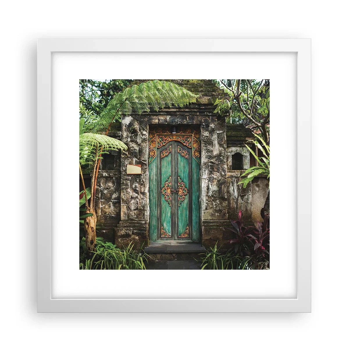 Affiche dans un cadre blanc - Poster - Porte vers un monde exotique - 30x30 cm