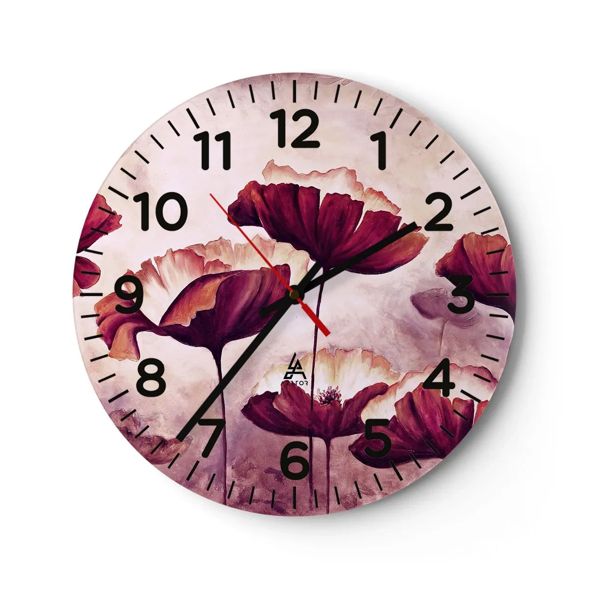 Horloge murale - Pendule murale - Pétale rouge et blanc - 40x40 cm