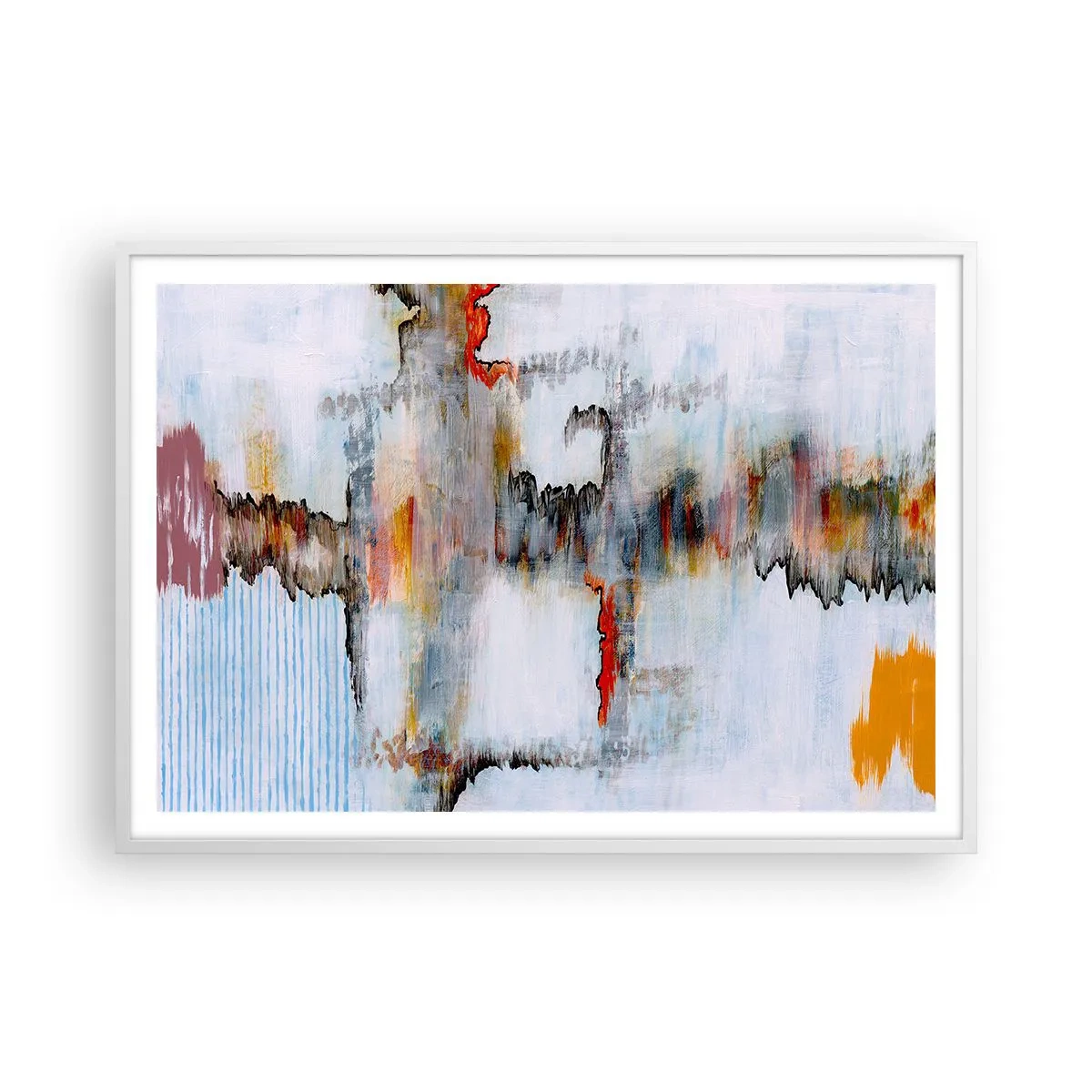 Affiche dans un cadre blanc - Poster - Un bâton sur l'eau - 100x70 cm